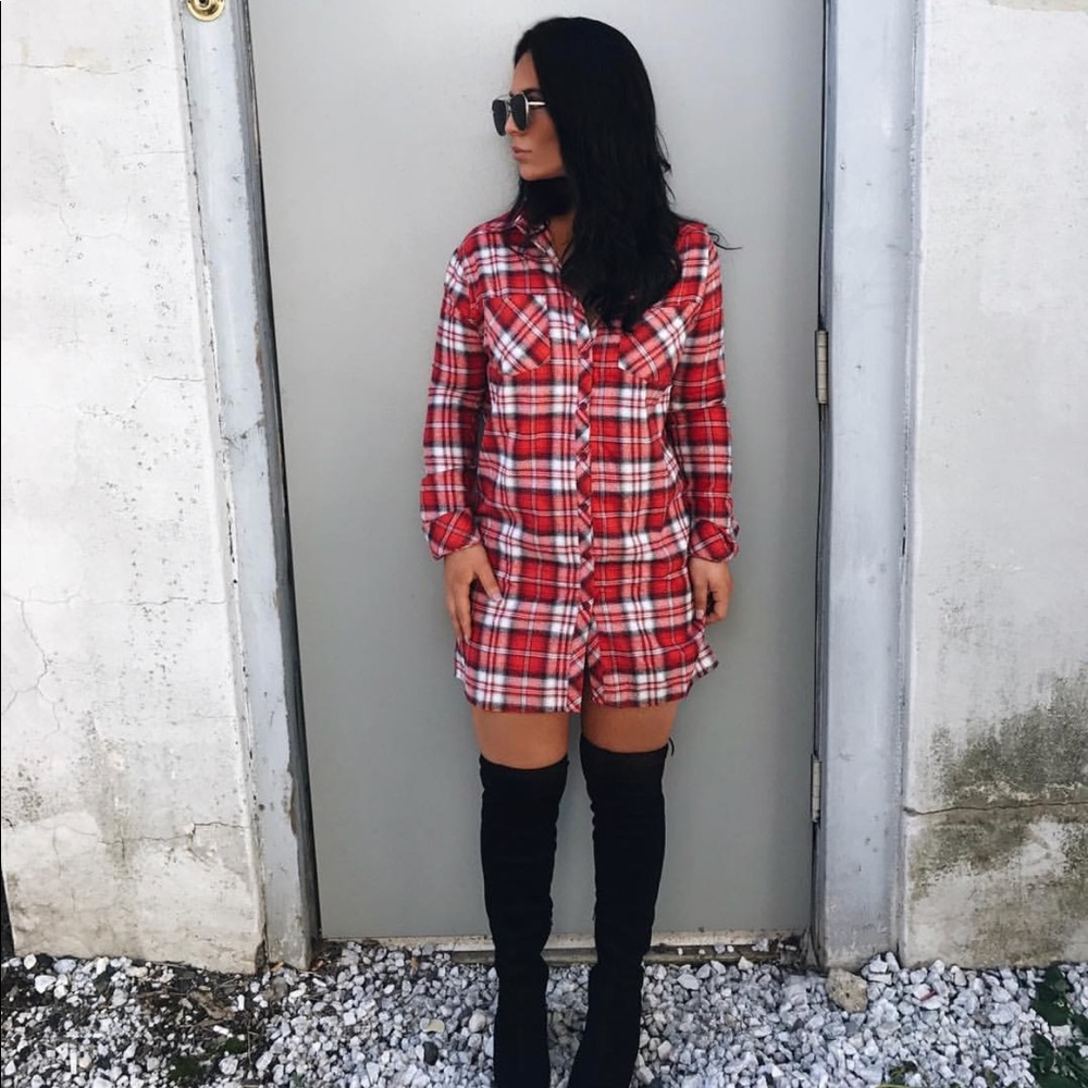 Boutique Red plaid dress